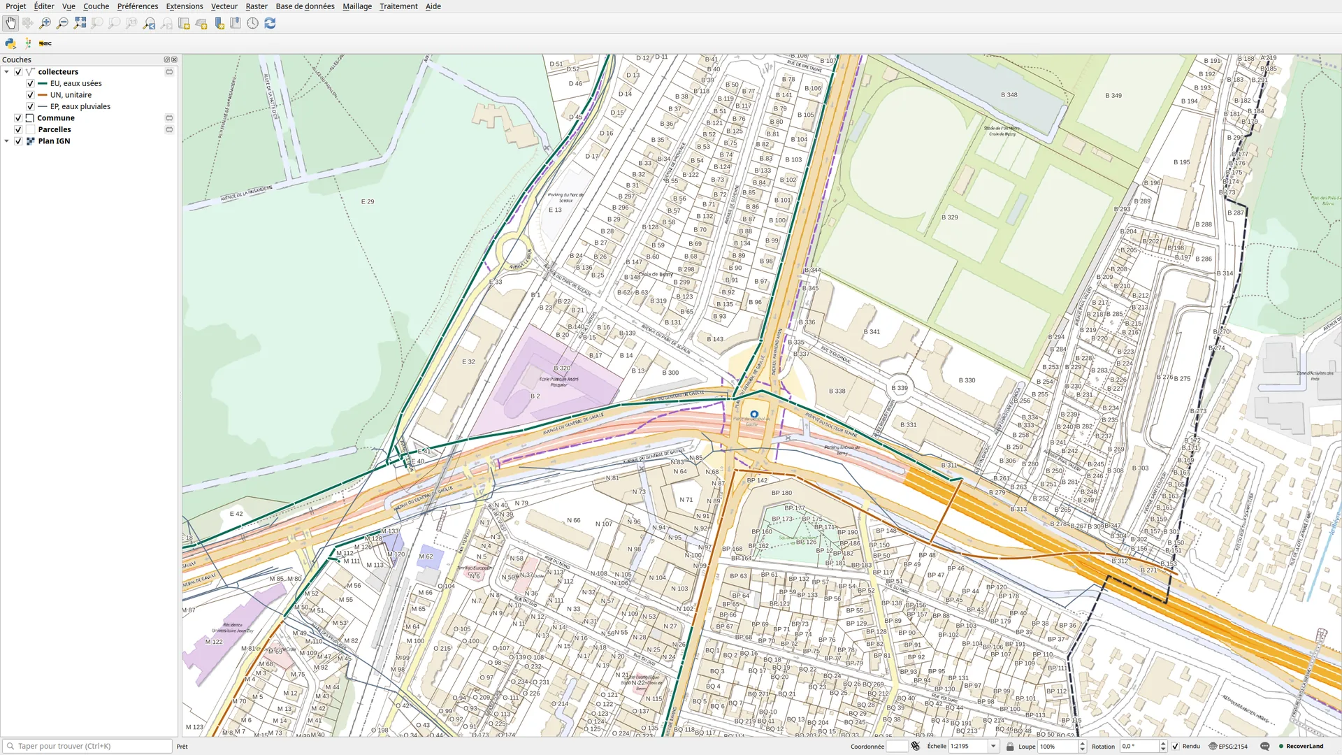Antony sewer network, the layer read by the session check.